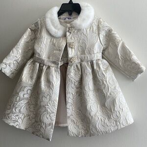 Biscotti Cream Kids Cape with Faux Fur Collar
